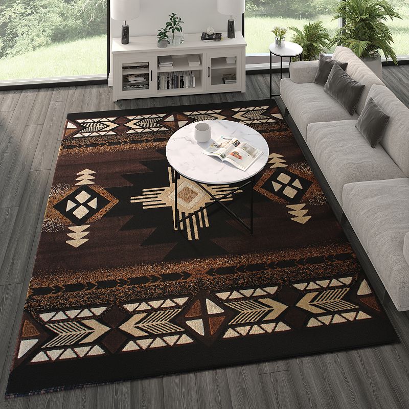 Masada Rugs Masada Rugs 8'x10' Southwest Native American Area Rug - Design C318 Chocolate