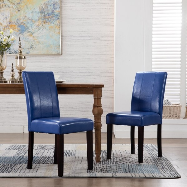 Leatherette Dining Chairs Solid Wood Set of 2