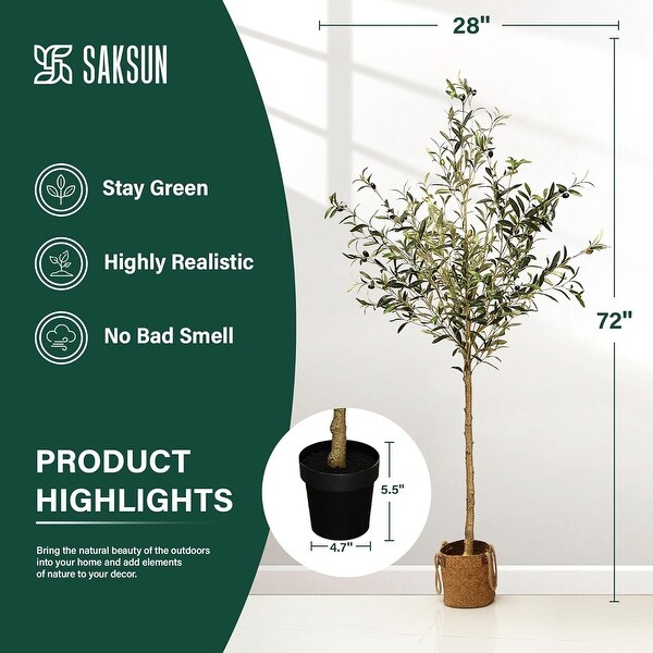 WINSOON Fake Olive Tree Artificial Plants Tree Indoor Faux Tree with Realistic Fruits for Home Office