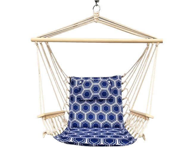 Backyard Expressions Hanging Hammock Swing Chair with Pillow and Wooden Arms - 913775