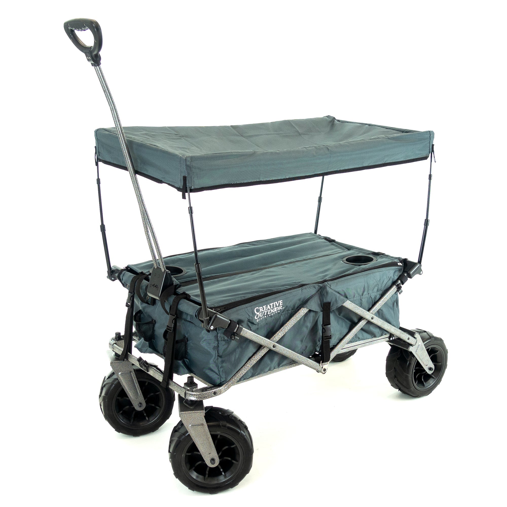 CREATIVE OUTDOOR XXL Beach Hauler Deluxe w/ Cooler Rack, Removable Canopy, Black/Gray