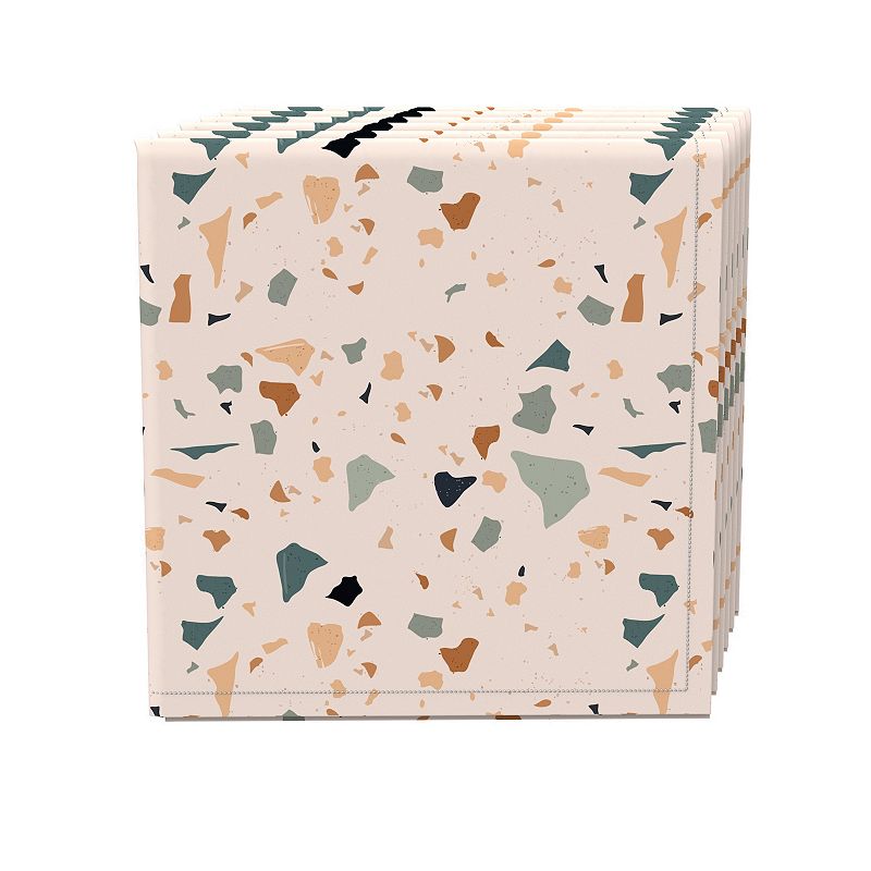 Napkin Set， 100% Polyester， Set of 4， 18x18， Pink Terrazzo