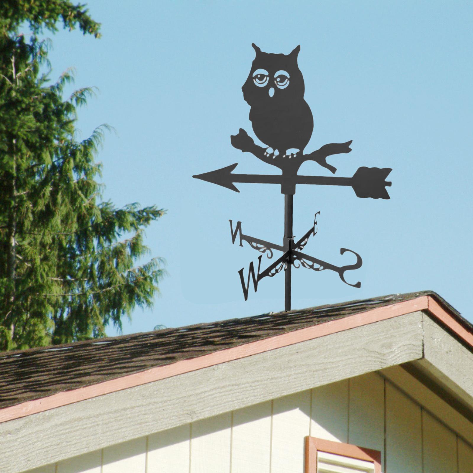 Roof Weather Vane with Animal Silhouette Statue Decorative Farm Scene Owl