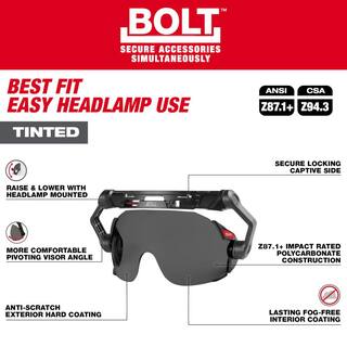 MW BOLT White Type 1 Class C Front Brim Vented Hard Hat with 4 Point Ratcheting Suspension with Tinted Dual Coat Eye Lense 48-73-1200-48-73-1415