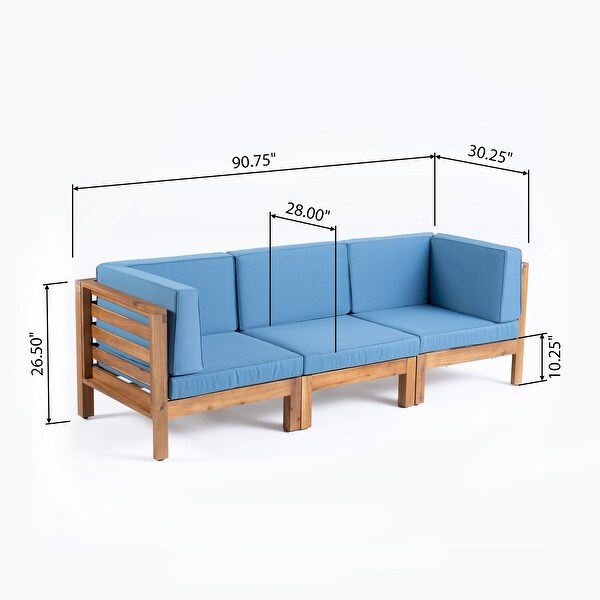 Oana Acacia Wood 3seat Sectional Sofa with Cushions by Christopher Knight Home