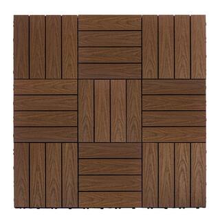 NewTechWood UltraShield Naturale 1 ft. x 1 ft. Quick Deck Outdoor Composite Deck Tile Sample in Brazilian Ipe US-QD-ZX-IP-S