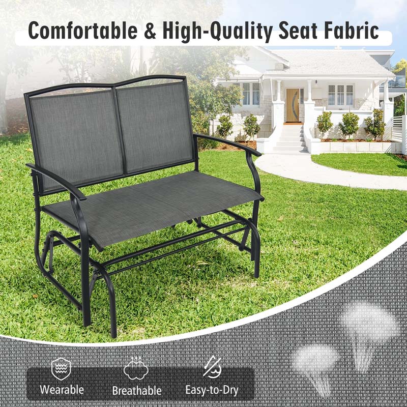 Weatherproof 2-Person Patio Swing Glider Bench Outdoor Rocking Lounge Chair Loveseat Rocker