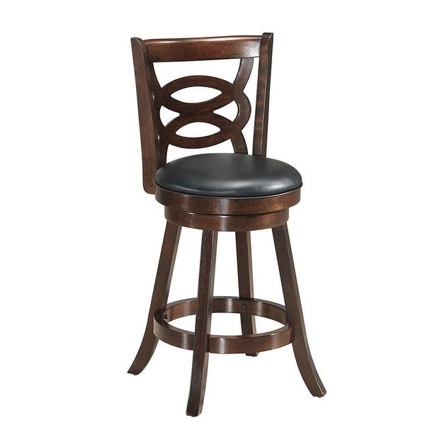 Costway Set of 2 Bar Stools 24'' Height Wooden Swivel Backed Dining - 17.5''x19''x38''(WxDxH)