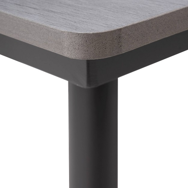 Outdoor Aluminum Rectangular Dining Table With Faux Wood Top Gray Crestlive Products