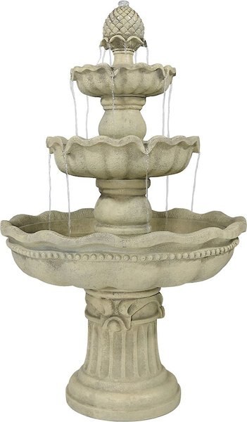 Sunnydaze Decor 3-Tier Pineapple Outdoor Water Fountain