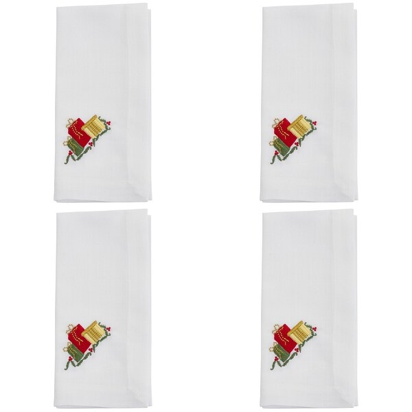 Embroidered Table Napkins With Gifts Design (Set of 4)