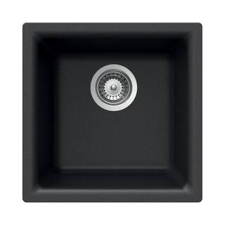 HOUZER Quartztone Granite Dual Mount 13 x 13 inch Single Bowl Bar Sink Black E-100 MIDNITE E-100 MIDNITE