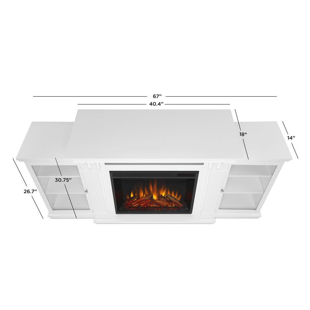 Real Flame Calie 67 in. Electric Fireplace TV Stand Entertainment Center in White 7720E-W