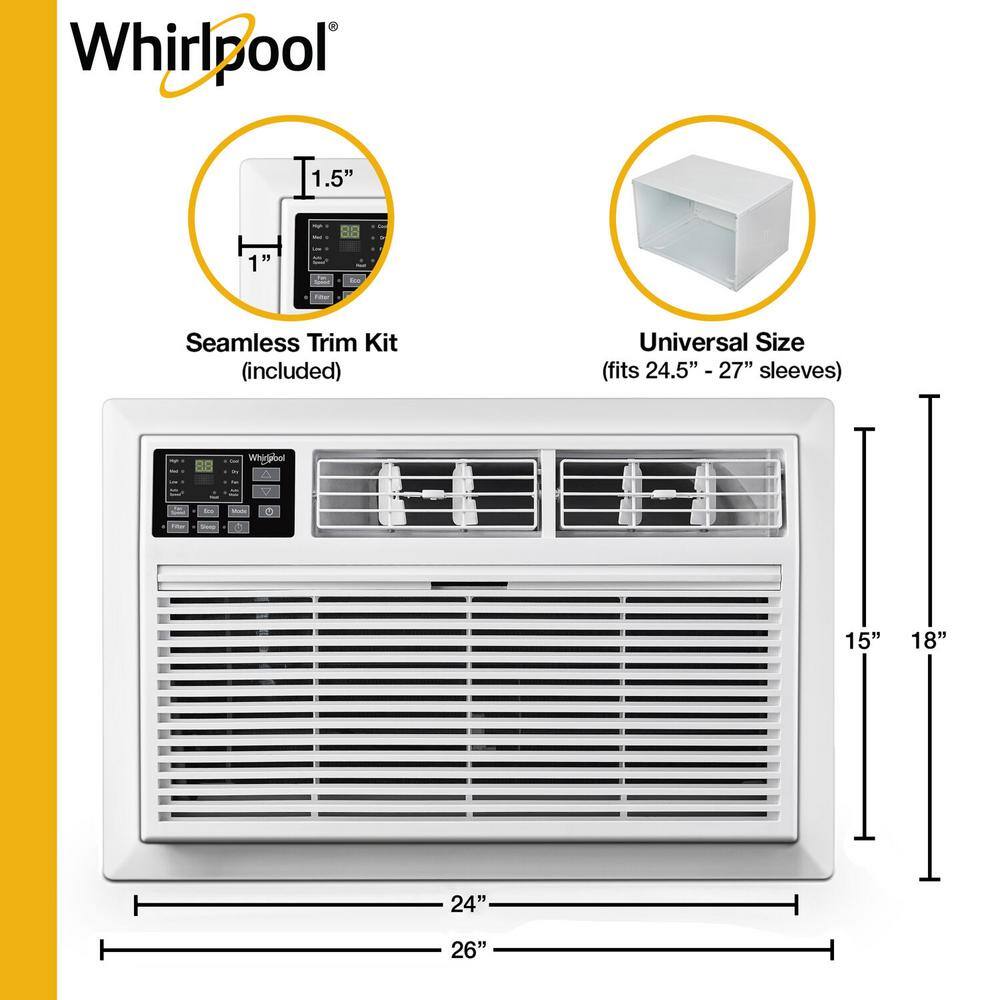 Whirlpool 14000 BTU 230V Through-the-Wall AC and Heater wRemote Control CoolsHeats Rooms up to 700 Sq. ft Digital Display Timer WHAT141-HAW