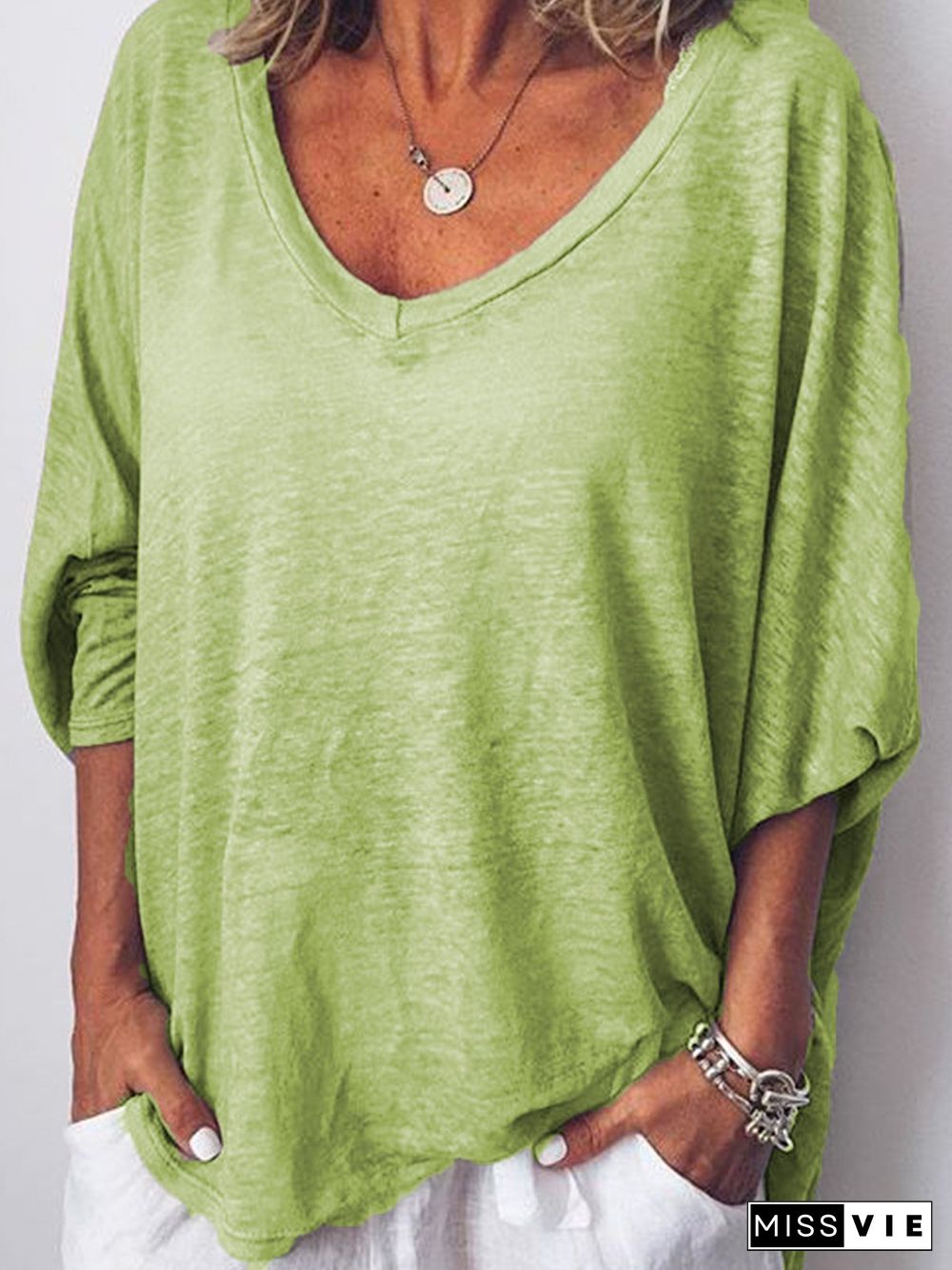 V Neck Long Sleeve T-Shirts