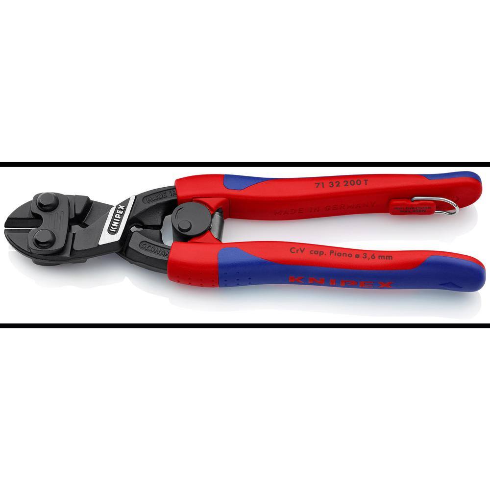 KNIPEX 8 in. High Leverage CoBolt Bolt Cutters with Notched Blade Return Spring Comfort Grip and Tether Attachment 71 32 200 T BKA