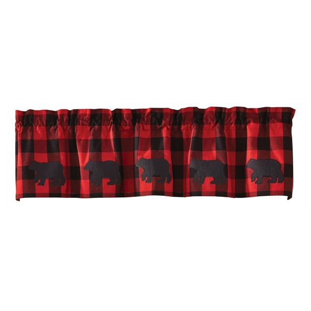 Park Designs Buffalo Check Bear Lined Valance 60 x27 x27 l Red