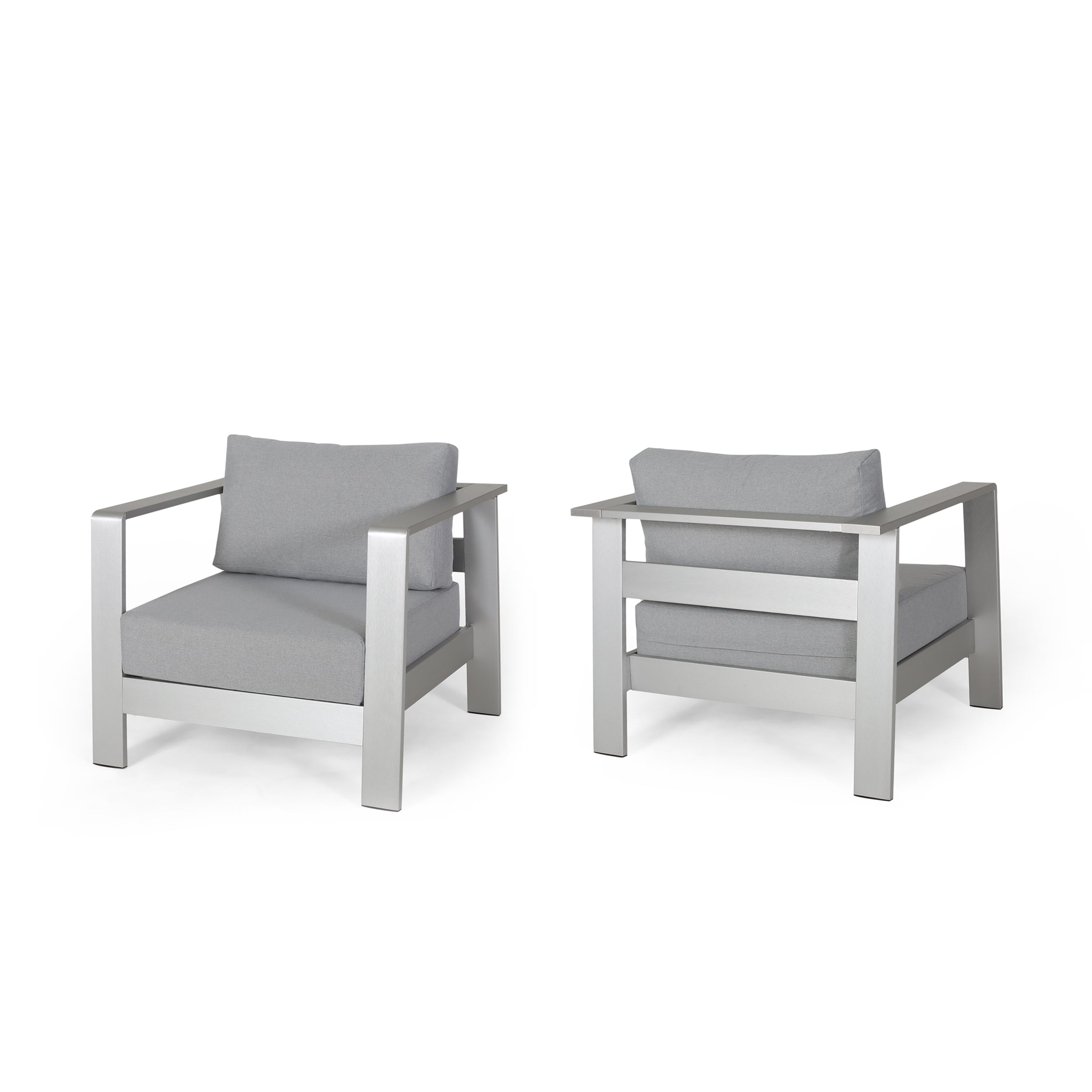 Laraine Outdoor Aluminum Club Chairs with Cushions (Set of 2)