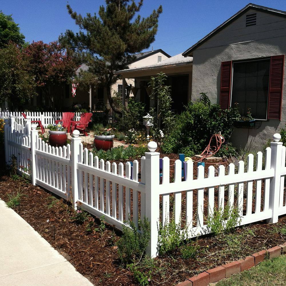 Weatherables Ellington 4 ft. H x 8 ft. W White Vinyl Picket Fence Panel Kit PWPI-3SC-4X8