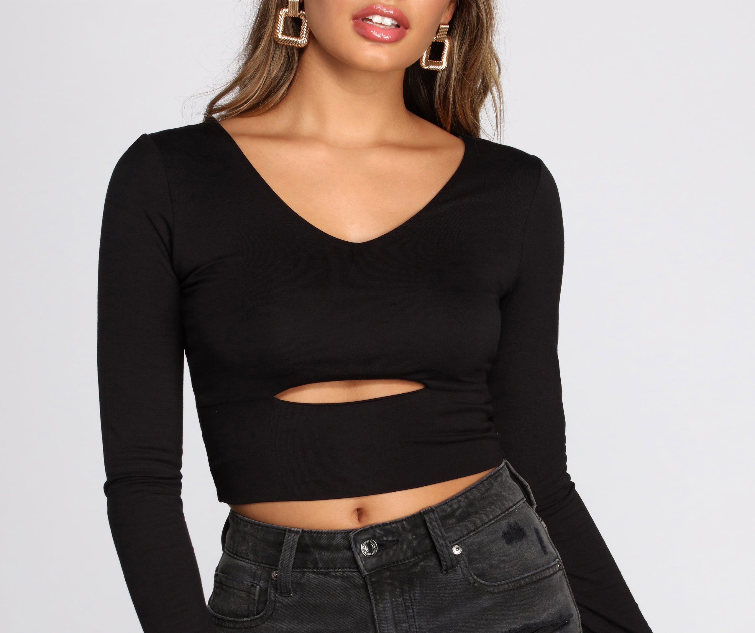 Cut Out Knit Crop Top