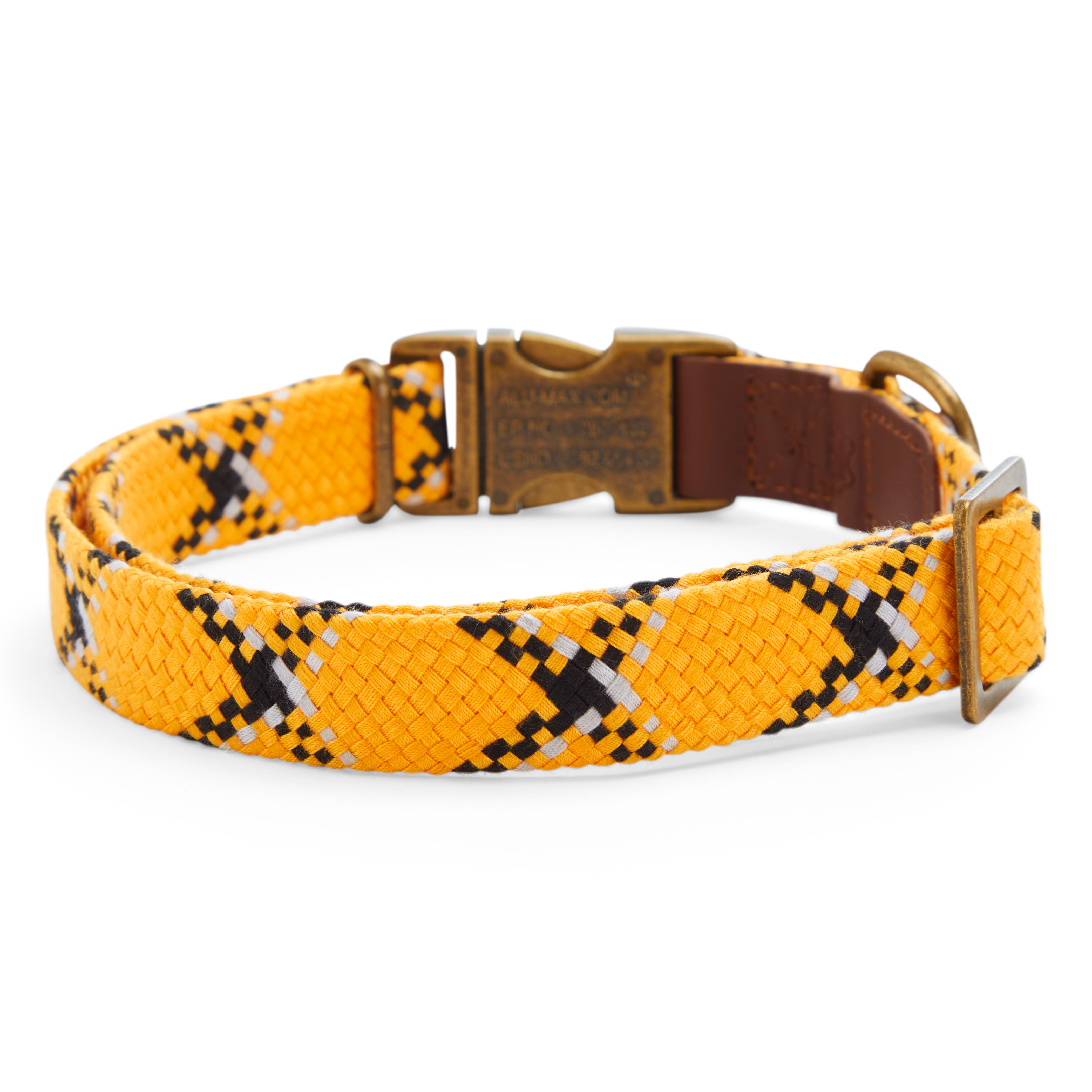 Reddy Yellow Plaid Woven Dog Collar， Large/X-Large