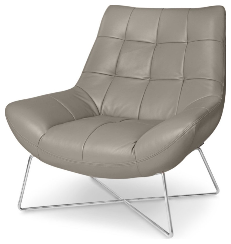 Medici Tufted Leather Modern Accent Chair   Gray   Contemporary   Armchairs And Accent Chairs   by Zuri Furniture  Houzz