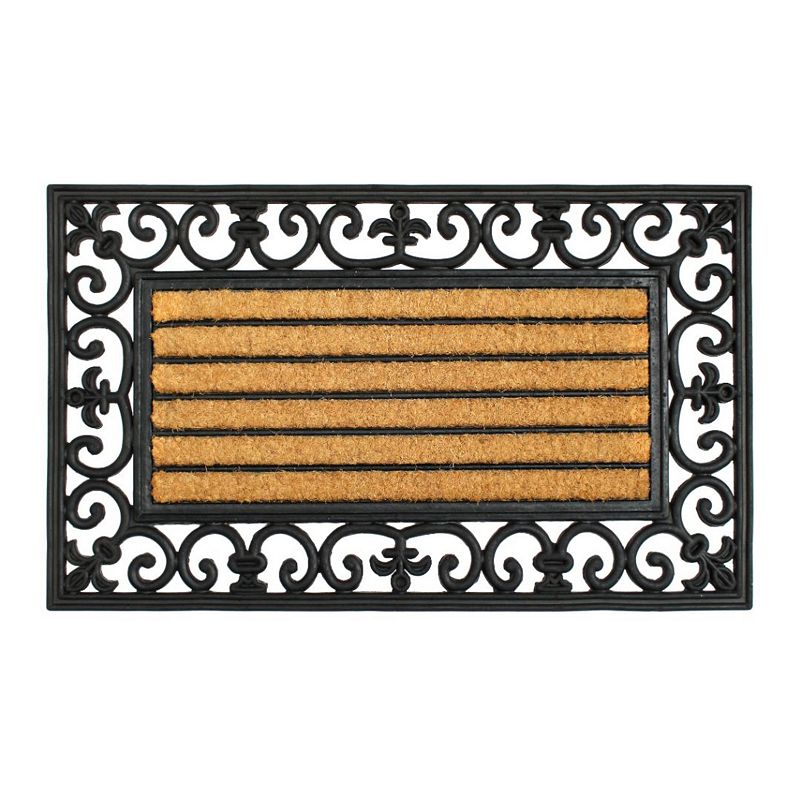 RugSmith Natural Moulded Rubber Coir Classic Irongate Rectangle Doormat