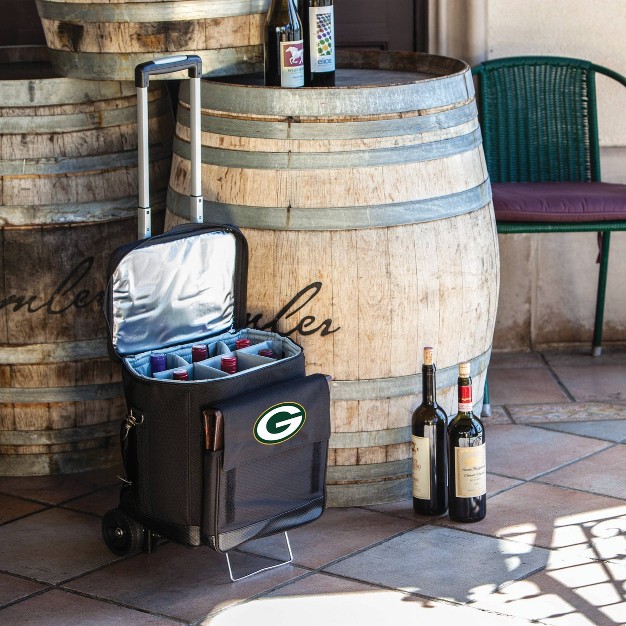 Nfl Green Bay Packers Cellar Six Bottle Wine Carrier And Cooler Tote With Trolley