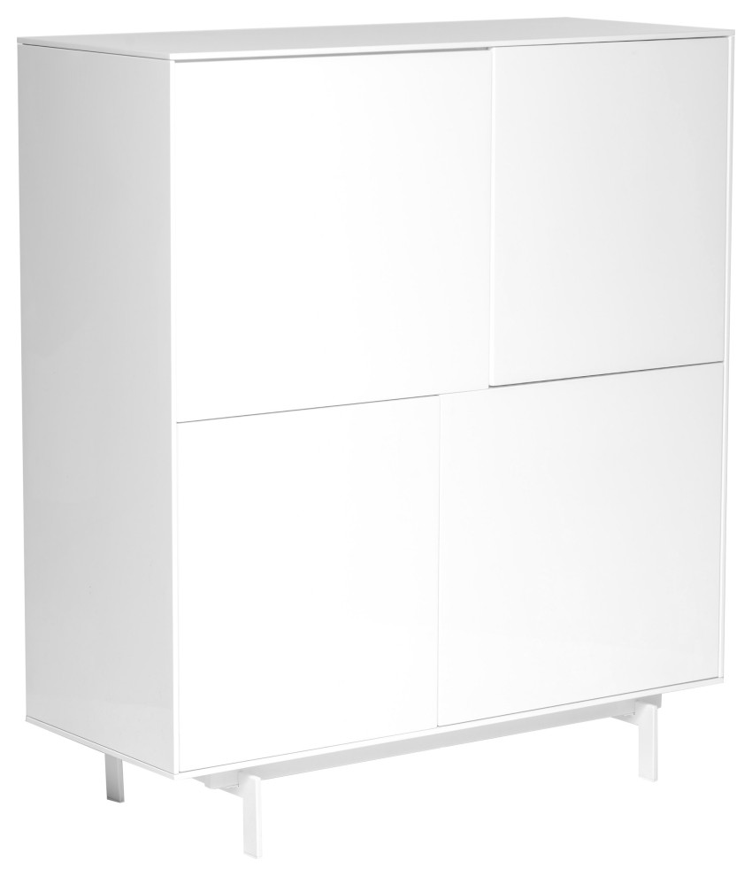 Birmingham 43 quotCabinet Stand  High Gloss White Lacquer With White Steel Base   Contemporary   Accent Chests And Cabinets   by Euro Style  Houzz