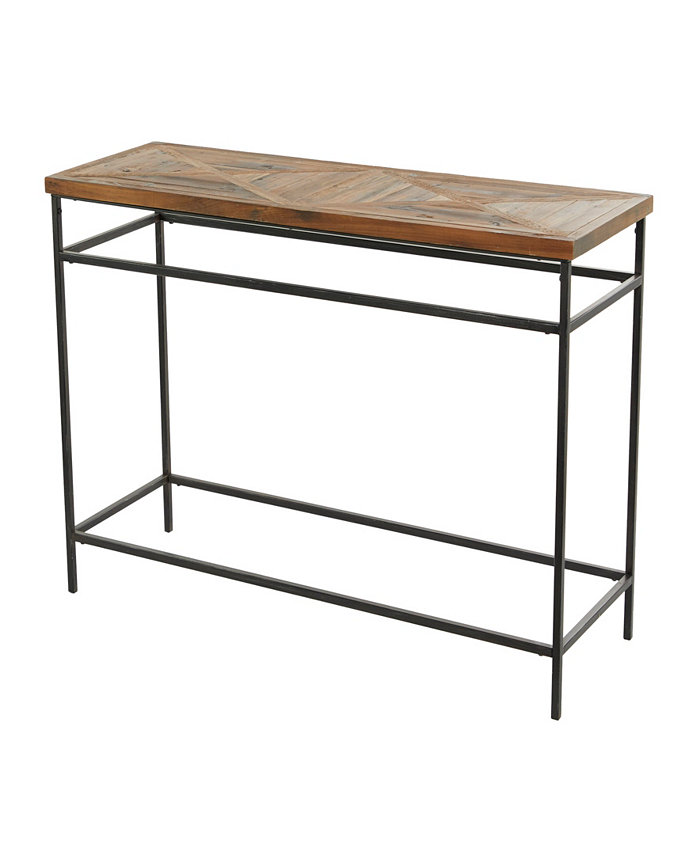 Rosemary Lane Metal Rustic Console Table with Brown Wood Top 48 x 16 x 30