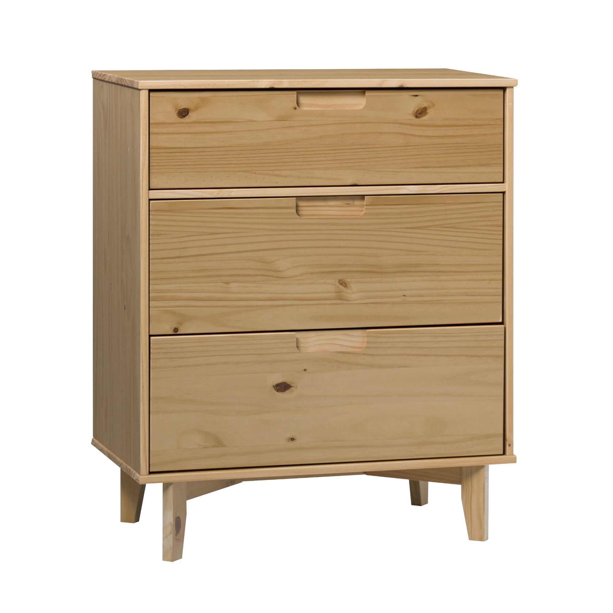 Manor Park 3-Drawer Groove Handle Solid Wood Dresser - Natural Pine