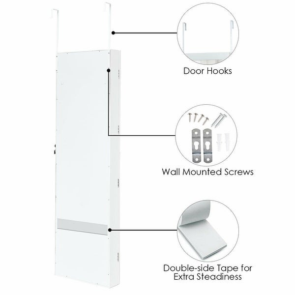 Wall Mounted Lockable Mirror Jewelry Cabinet with LED Light - 4.5