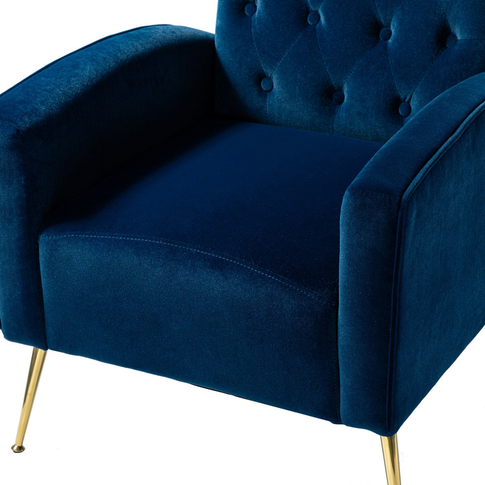 Accent Wingback Chair With Button Tufted Back   Midcentury   Armchairs And Accent Chairs   by Karat Home  Houzz