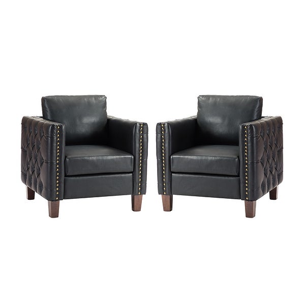 Pr Comfy Nailhead Trim with Tufted Arms Club Chair Set of 2 by HULALA HOME