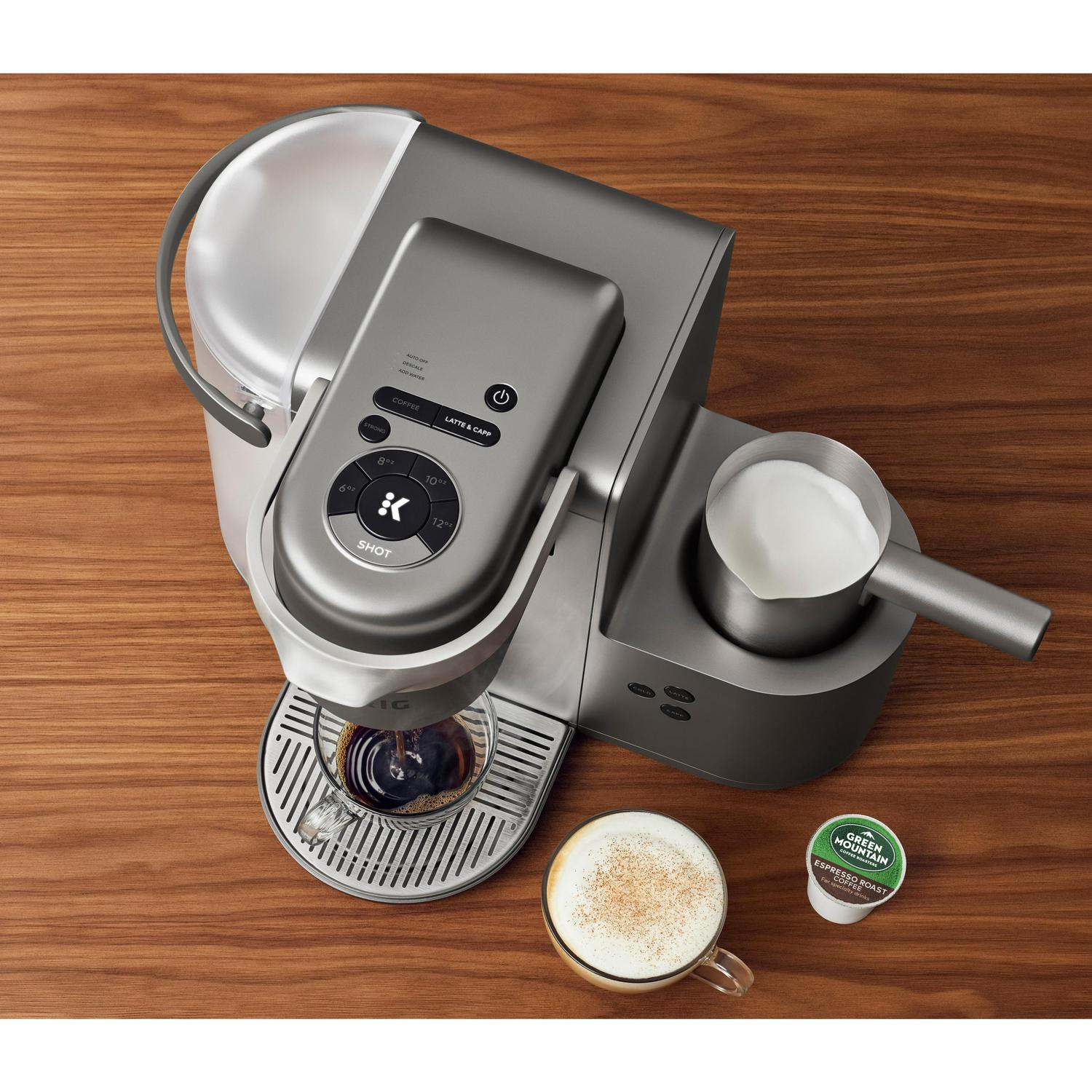 Keurig K-Cafe Special Edition Single Serve K-Cup Pod Coffee， Latte and Cappuccino Maker， Nickel