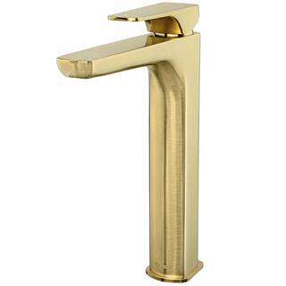 AKDY Gold Stainless Steel Rectangular Bathroom Vessel Sink with High Arc Faucet BS003-3-3-4