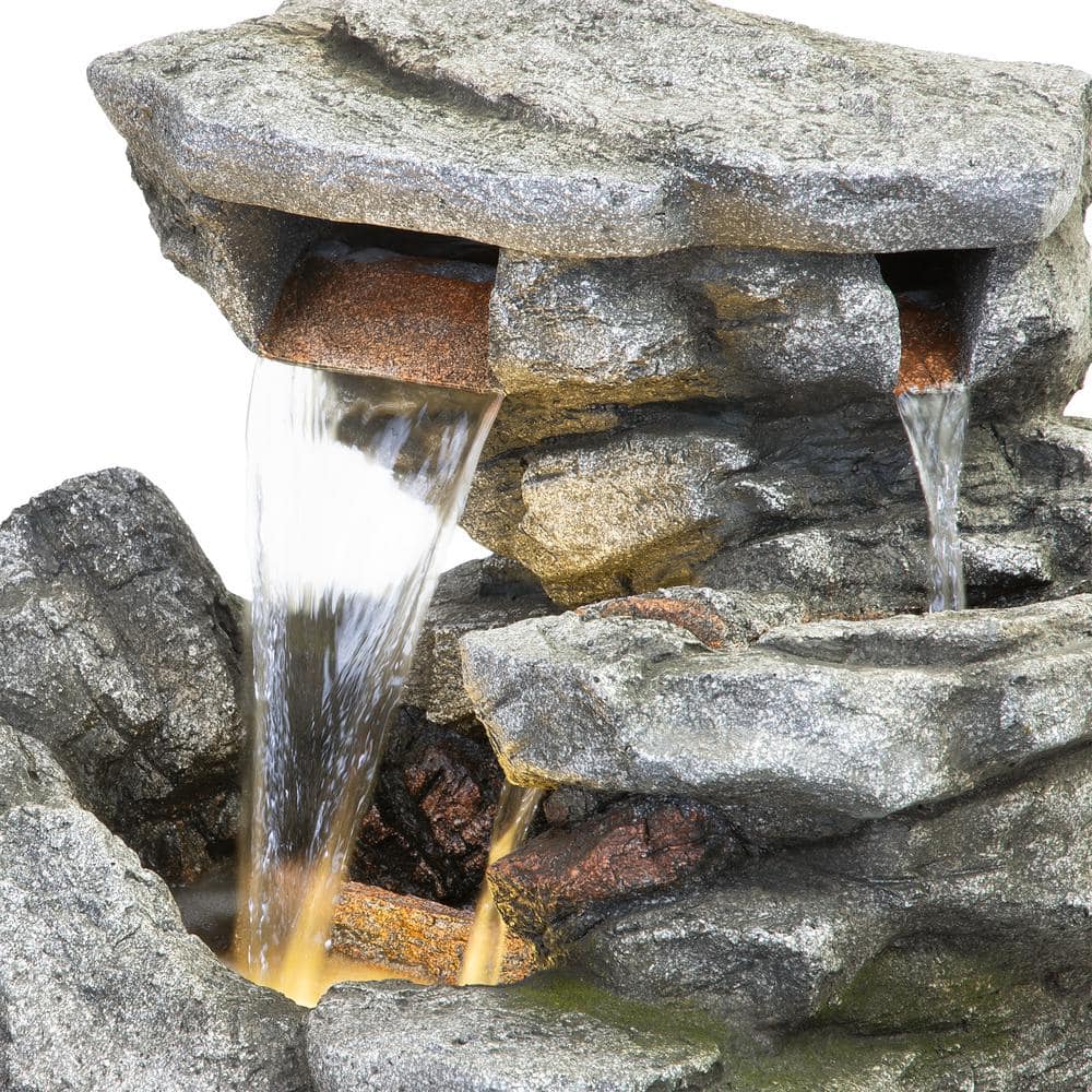 Alpine Corporation 41 in. Tall Indoor/Outdoor Rainforest Waterfall Fountain with LED Lights WIN1418