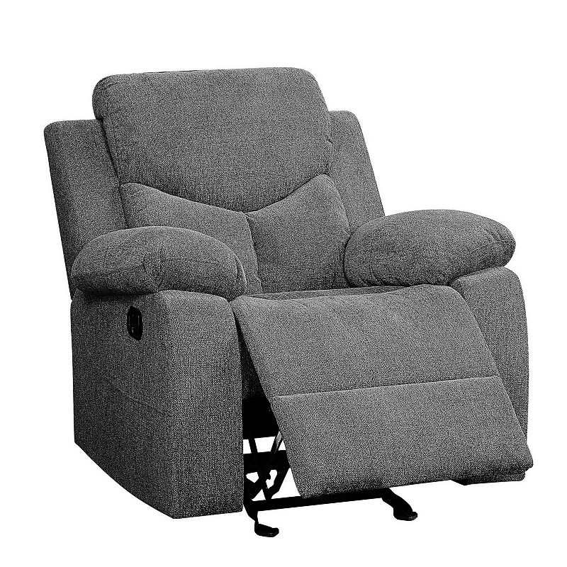 Fabric Upholstered Glider Recliner Chair with Pillow Top Armrest， Gray