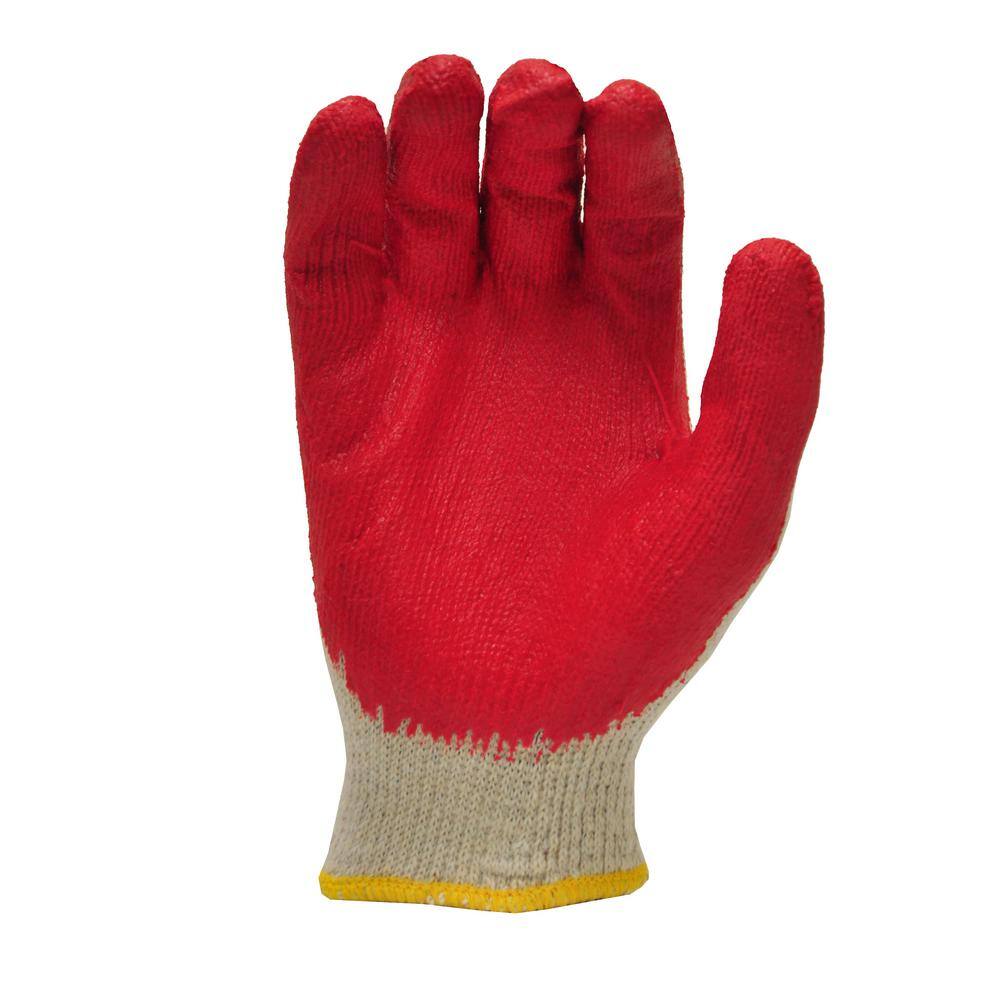 G  F Products Large String Knit Palm Latex Dipped Gloves in Red (300-Case) 3106-25