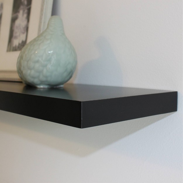 Slim Floating Shelf Wall Mounted Hidden Brackets Black Inplace