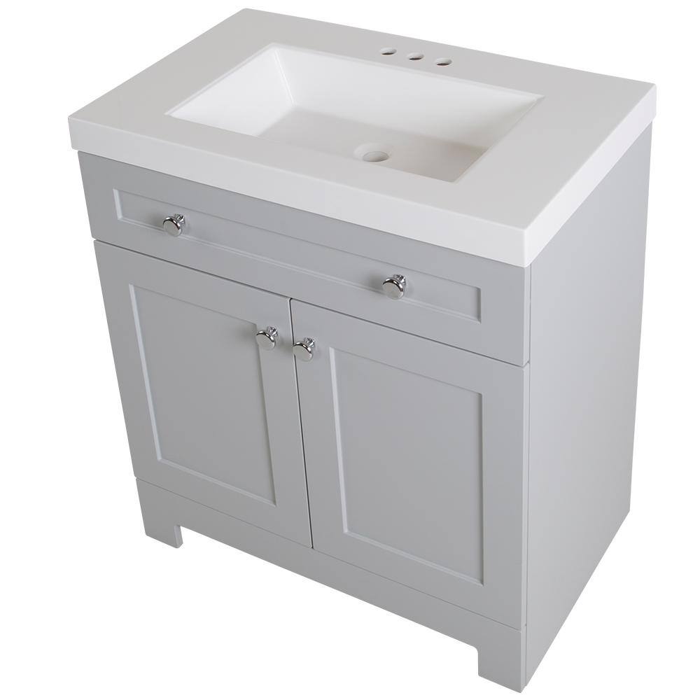 Glacier Bay Everdean 30.5 in. W x 18.8 in. D x 34.4 in. H Freestanding Bath Vanity in Pearl Gray with White Cultured Marble Top EV30P2-PG