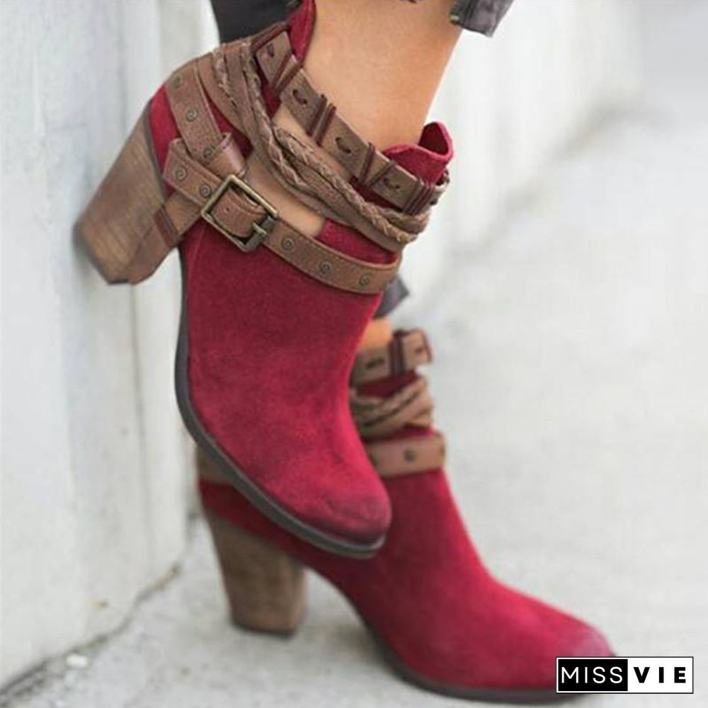 Winter Plain Buckle Boots