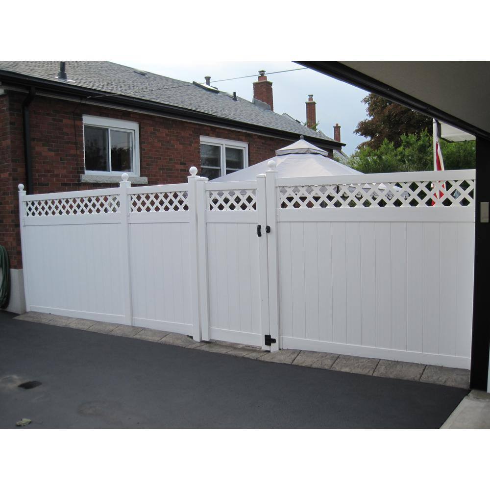 Weatherables Ashton 7 ft. H x 8 ft. W White Vinyl Privacy Fence Panel Kit PWPR-LAT-7X8