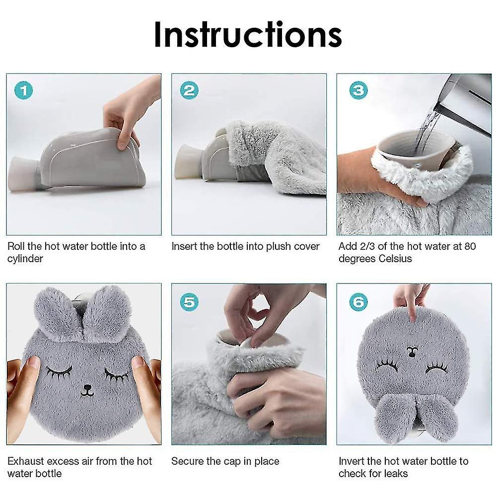 Hot Water Bottle With Cuddly Soft Hot Water Bottle For Children， Hot Water Bottle With Soft Cover， F