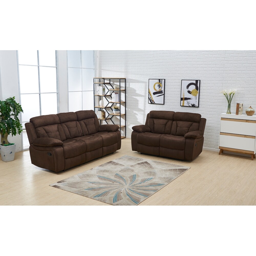 Betsy Furniture 2 Piece Microfiber Reclining Living Room Set  Sofa and Loveseat