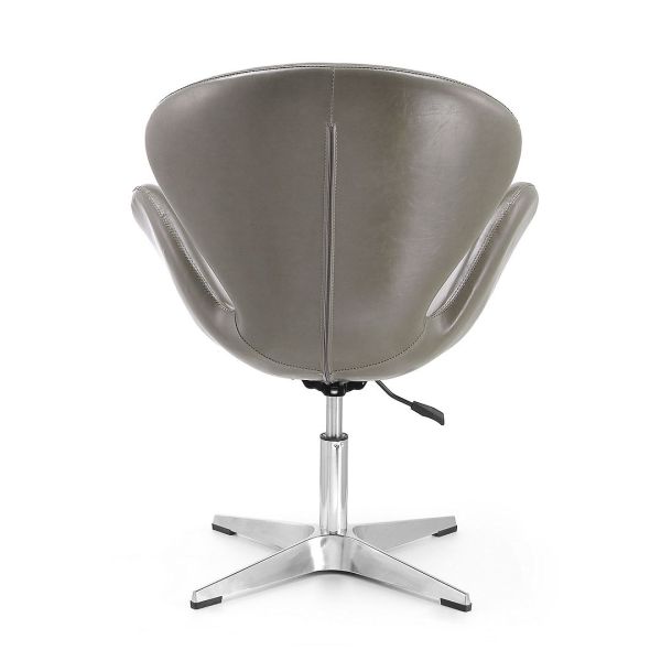 Raspberry Faux Leather Adjustable Swivel Chair in Pebble and Polished Chrome