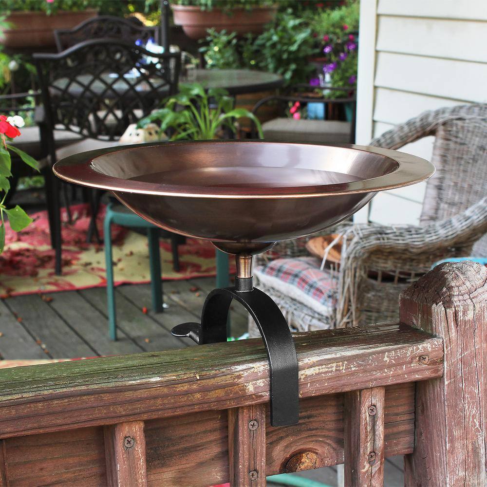 Achla Designs 14.75 in. W Antique Copper Classic II Birdbath with Over Rail Bracket BB-05-OR