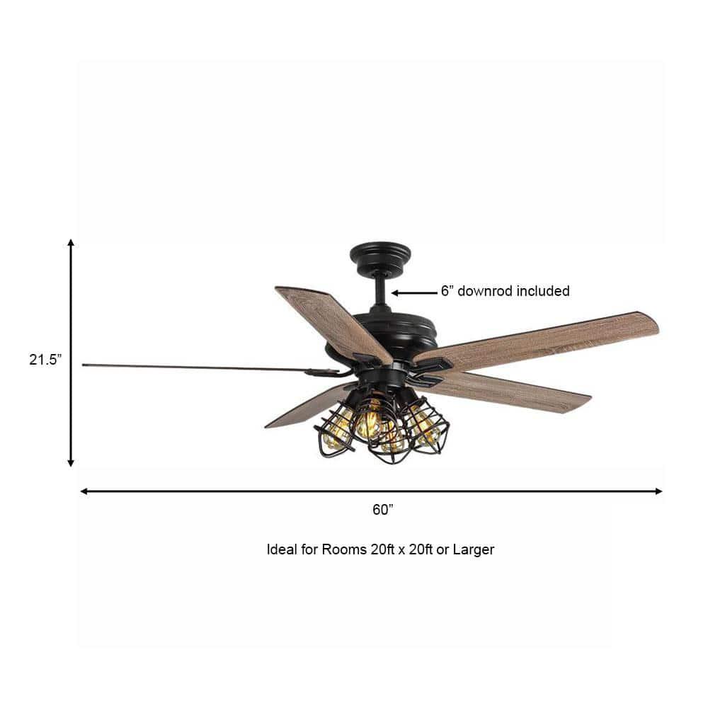 Home Decorators Collection Carlisle 60 in LED Matte Black Ceiling Fan with Remote Control and Light Kit