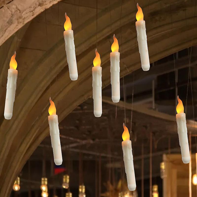 6pcs Set Floating Led Candles Light With Rope Remote Control Birthday Wedding Decoration Party Easter Decor Led Candle