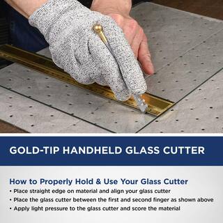 Fletcher-Terry Hand Held Glass Cutter Steel Wheel 130 Gold tip Tapping Ball End Length is 5.25 in. 01-122